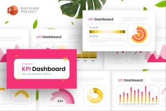 Pink Yellow KPI Dashboard - PowerPoint Template
